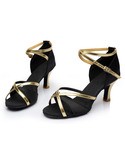 MAYA - buty do latino młodzieżowe czarno-złote 7 cm